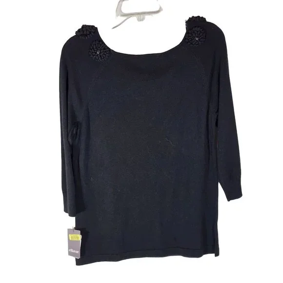 Ellavie Black Pull Over Sweater Size Medium 60% Cotton/20% Rayon/ 20% Rayon. - Picture 3 of 6